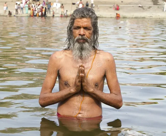 holy man ujjain india april meditation bank shipra river ram ghat ujjain sadhu devoted his whole life meditation 36152622